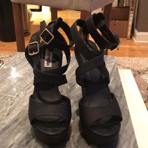 Black Wedges with gold buckles